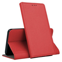 Кожен калъф тефтер и стойка Magnetic FLEXI Book Style за Motorola Moto E20 червен 